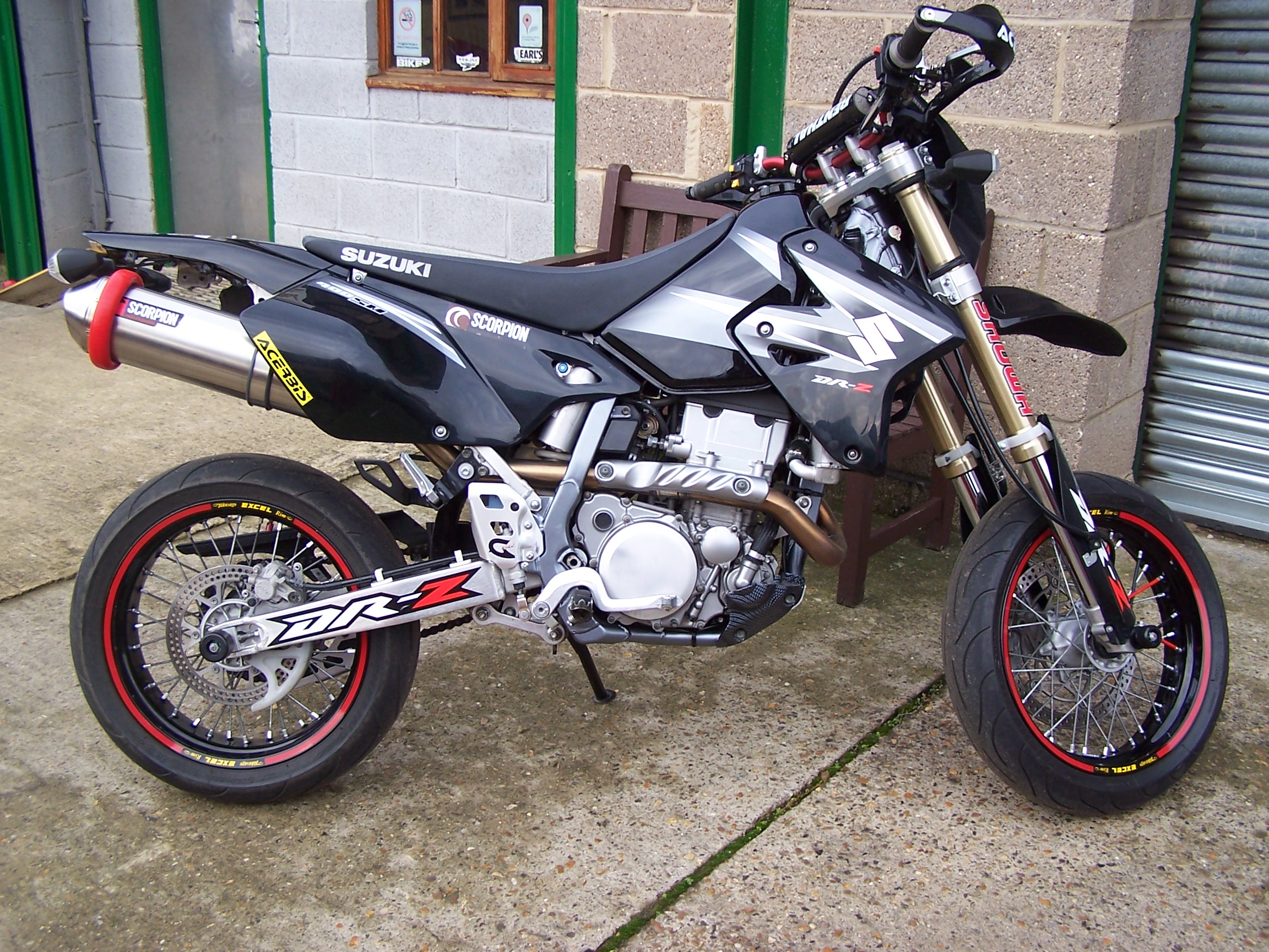 Suzuki DRZ450SM with full Scorpion system jetted and de-restricted for owner’s new licence